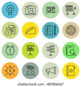 Set Of Project Management Icons On Research, Graph, Deadline And More. Premium Quality EPS10 Vector Illustration For Mobile, App, UI Design.