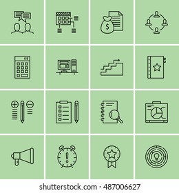 Set Of Project Management Icons On Team Meeting, Promotion, Creativity And More. Premium Quality EPS10 Vector Illustration For Mobile, App, UI Design.
