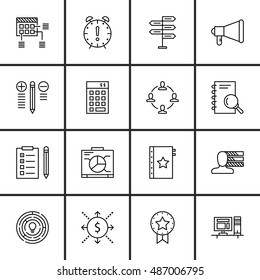 Set Of Project Management Icons On Research, Promotion, Decision Making And More. Premium Quality EPS10 Vector Illustration For Mobile, App, UI Design.