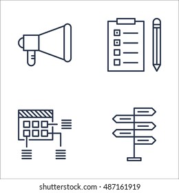 Set Of Project Management Icons On Task List, Promotion, Decision Making And More. Premium Quality EPS10 Vector Illustration For Mobile, App, UI Design.