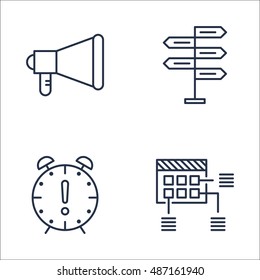 Set Of Project Management Icons On Decision Making, Promotion, Deadline And More. Premium Quality EPS10 Vector Illustration For Mobile, App, UI Design.
