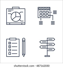 Set Of Project Management Icons On Task List, Planning, Graph And More. Premium Quality EPS10 Vector Illustration For Mobile, App, UI Design.