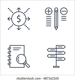 Set Of Project Management Icons On Research, Best Solution, Cash Flow And More. Premium Quality EPS10 Vector Illustration For Mobile, App, UI Design.