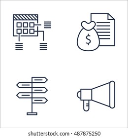Set Of Project Management Icons On Money Revenue, Decision Making, Planning And More. Premium Quality EPS10 Vector Illustration For Mobile, App, UI Design.