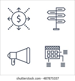 Set Of Project Management Icons On Planning, Cash Flow, Decision Making And More. Premium Quality EPS10 Vector Illustration For Mobile, App, UI Design.