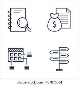 Set Of Project Management Icons On Money Revenue, Research, Planning And More. Premium Quality EPS10 Vector Illustration For Mobile, App, UI Design.