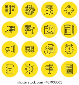 Set Of Project Management Icons On Deadline, Task List, Best Solution And More. Premium Quality EPS10 Vector Illustration For Mobile, App, UI Design.