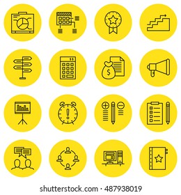 Set Of Project Management Icons On Statistics, Money Revenue, Planning And More. Premium Quality EPS10 Vector Illustration For Mobile, App, UI Design.