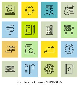 Set Of Project Management Icons On Promotion, Workspace, Graph And More. Premium Quality EPS10 Vector Illustration For Mobile, App, UI Design.