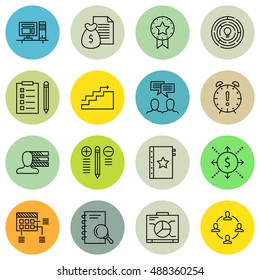 Set Of Project Management Icons On Task List, Award, Research And More. Premium Quality EPS10 Vector Illustration For Mobile, App, UI Design.