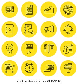 Set Of Project Management Icons On Personality, Workspace, Research And More. Premium Quality EPS10 Vector Illustration For Mobile, App, UI Design.