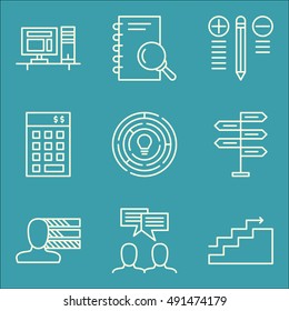 Set Of Project Management Icons On Team Meeting, Decision Making, Research And More. Premium Quality EPS10 Vector Illustration For Mobile, App, UI Design.
