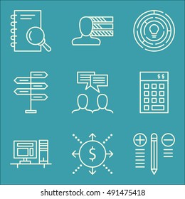 Set Of Project Management Icons On Workspace, Research, Creativity And More. Premium Quality EPS10 Vector Illustration For Mobile, App, UI Design.