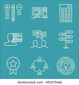 Set Of Project Management Icons On Team Meeting, Creativity, Investment And More. Premium Quality EPS10 Vector Illustration For Mobile, App, UI Design.