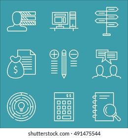 Set Of Project Management Icons On Workspace, Team Meeting, Money Revenue And More. Premium Quality EPS10 Vector Illustration For Mobile, App, UI Design.