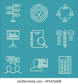 Set Of Project Management Icons On Best Solution, Team Meeting, Teamwork And More. Premium Quality EPS10 Vector Illustration For Mobile, App, UI Design.