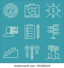 Set Of Project Management Icons On Charts, Task List, Team Meeting And More. Premium Quality EPS10 Vector Illustration For Mobile, App, UI Design.