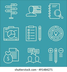 Set Of Project Management Icons On Money Revenue, Research, Best Solution And More. Premium Quality EPS10 Vector Illustration For Mobile, App, UI Design.