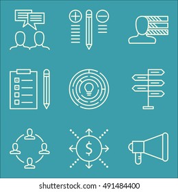 Set Of Project Management Icons On Best Solution, Task List, Team Meeting And More. Premium Quality EPS10 Vector Illustration For Mobile, App, UI Design.