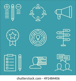 Set Of Project Management Icons On Teamwork, Promotion, Decision Making And More. Premium Quality EPS10 Vector Illustration For Mobile, App, UI Design.