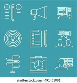 Set Of Project Management Icons On Decision Making, Workspace, Best Solution And More. Premium Quality EPS10 Vector Illustration For Mobile, App, UI Design.