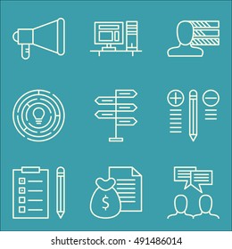 Set Of Project Management Icons On Team Meeting, Money Revenue, Task List And More. Premium Quality EPS10 Vector Illustration For Mobile, App, UI Design.