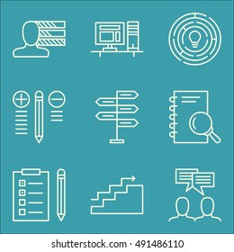 Set Of Project Management Icons On Personality, Research, Workspace And More. Premium Quality EPS10 Vector Illustration For Mobile, App, UI Design.