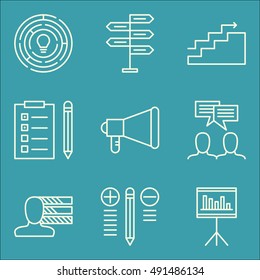 Set Of Project Management Icons On Charts, Creativity, Best Solution And More. Premium Quality EPS10 Vector Illustration For Mobile, App, UI Design.