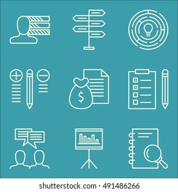 Set Of Project Management Icons On Team Meeting, Creativity, Money Revenue And More. Premium Quality EPS10 Vector Illustration For Mobile, App, UI Design.