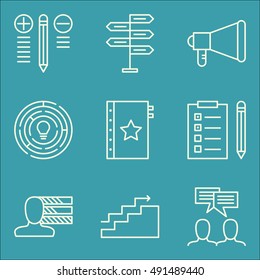 Set Of Project Management Icons On Charts, Promotion, Best Solution And More. Premium Quality EPS10 Vector Illustration For Mobile, App, UI Design.