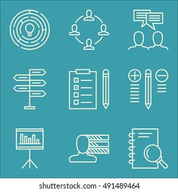 Set Of Project Management Icons On Best Solution, Team Meeting, Teamwork And More. Premium Quality EPS10 Vector Illustration For Mobile, App, UI Design.