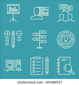 Set Of Project Management Icons On Decision Making, Best Solution, Workspace And More. Premium Quality EPS10 Vector Illustration For Mobile, App, UI Design.