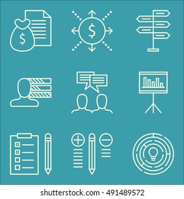Set Of Project Management Icons On Team Meeting, Creativity, Personality And More. Premium Quality EPS10 Vector Illustration For Mobile, App, UI Design.