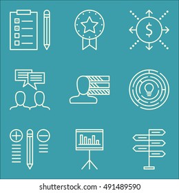 Set Of Project Management Icons On Personality, Team Meeting, Decision Making And More. Premium Quality EPS10 Vector Illustration For Mobile, App, UI Design.