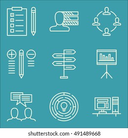 Set Of Project Management Icons On Statistics, Creativity, Teamwork And More. Premium Quality EPS10 Vector Illustration For Mobile, App, UI Design.