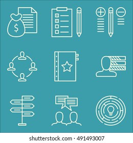 Set Of Project Management Icons On Money Revenue, Team Meeting, Personality And More. Premium Quality EPS10 Vector Illustration For Mobile, App, UI Design.
