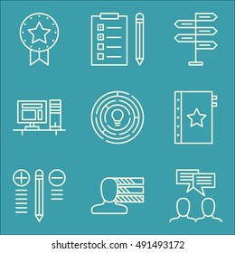 Set Of Project Management Icons On Award, Workspace, Team Meeting And More. Premium Quality EPS10 Vector Illustration For Mobile, App, UI Design.