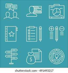 Set Of Project Management Icons On Task List, Team Meeting, Money Revenue And More. Premium Quality EPS10 Vector Illustration For Mobile, App, UI Design.