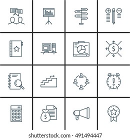 Set Of Project Management Icons On Graph, Teamwork, Charts And More. Premium Quality EPS10 Vector Illustration For Mobile, App, UI Design.