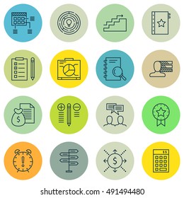 Set Of Project Management Icons On Quality Management, Best Solution, Graph And More. Premium Quality EPS10 Vector Illustration For Mobile, App, UI Design.