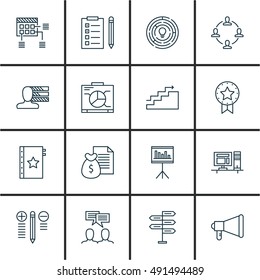 Set Of Project Management Icons On Teamwork, Task List, Personality And More. Premium Quality EPS10 Vector Illustration For Mobile, App, UI Design.