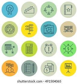 Set Of Project Management Icons On Deadline, Money Revenue, Teamwork And More. Premium Quality EPS10 Vector Illustration For Mobile, App, UI Design.