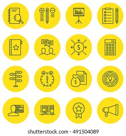 Set Of Project Management Icons On Workspace, Statistics, Decision Making And More. Premium Quality EPS10 Vector Illustration For Mobile, App, UI Design.