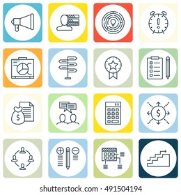 Set Of Project Management Icons On Teamwork, Best Solution, Promotion And More. Premium Quality EPS10 Vector Illustration For Mobile, App, UI Design.