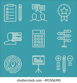 Set Of Project Management Icons On Decision Making, Team Meeting, Task List And More. Premium Quality EPS10 Vector Illustration For Mobile, App, UI Design.