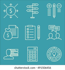 Set Of Project Management Icons On Personality, Team Meeting, Cash Flow And More. Premium Quality EPS10 Vector Illustration For Mobile, App, UI Design.