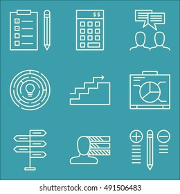 Set Of Project Management Icons On Charts, Task List, Graph And More. Premium Quality EPS10 Vector Illustration For Mobile, App, UI Design.
