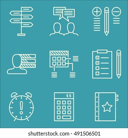 Set Of Project Management Icons On Decision Making, Personality, Team Meeting And More. Premium Quality EPS10 Vector Illustration For Mobile, App, UI Design.