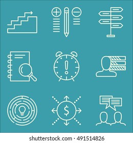 Set Of Project Management Icons On Deadline, Charts, Team Meeting And More. Premium Quality EPS10 Vector Illustration For Mobile, App, UI Design.