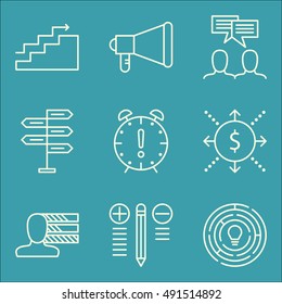 Set Of Project Management Icons On Team Meeting, Promotion, Personality And More. Premium Quality EPS10 Vector Illustration For Mobile, App, UI Design.